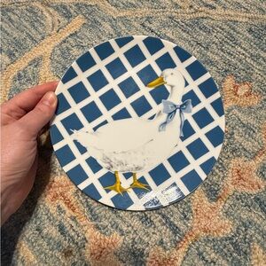 Dept. 56 Treillage Goose Duck Blue White Decorative Plate Cottage Granny Core